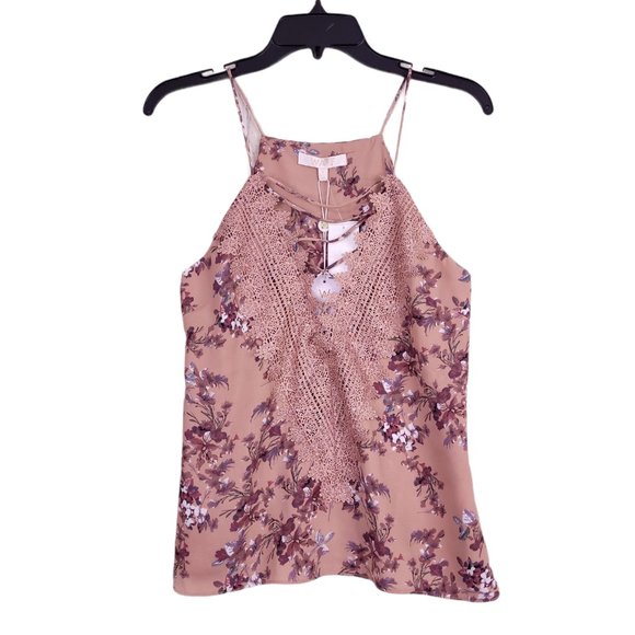 Wayf Tops - Wayf Posie Strappy Camisole Dusty Mauve Floral S